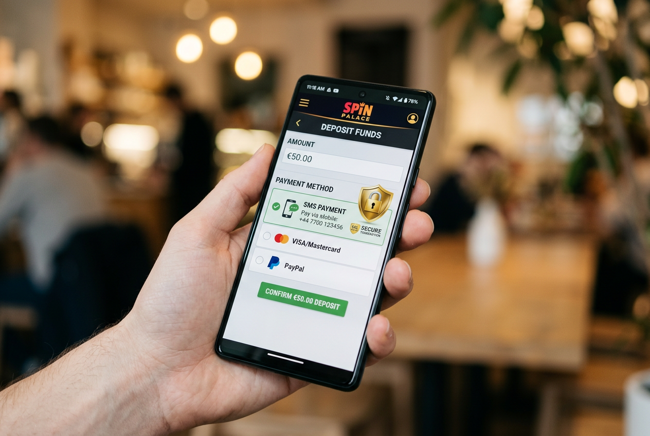 Interfejs płatności mobilnej w kasynie online na smartfonie